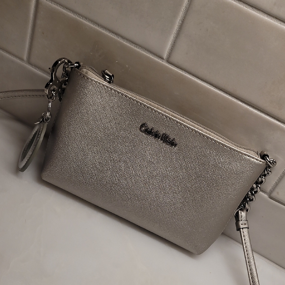 Calvin Klein Pewter Metallic Crossbody Bag